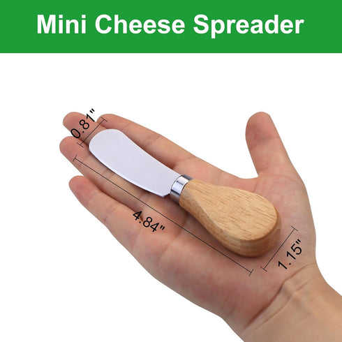 10 Pcs Cheese Spreader Knives, Mini Butter Knife Spreader with Wooden Handle, Stainless Steel Cheese Knife Set for Charcuterie Board, Sandwich, Ap...