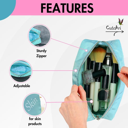 CuteAri 4 Pcs Nylon Pink Makeup Bags for Teen Girls - Mini Backpack for Women...