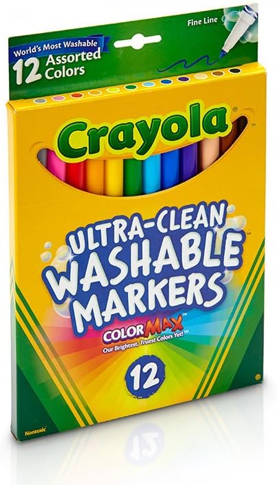 Crayola Fine Line Markers, Washable Markers, 12 Count...