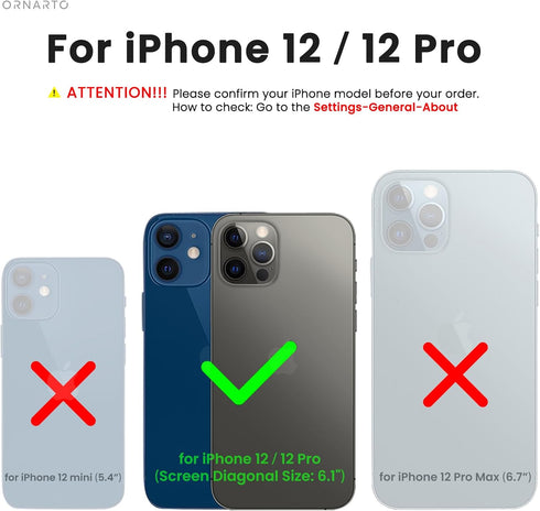 ORNARTO Compatible with iPhone 12 Case, Compatible with iPhone 12 Pro Case, Slim Liquid Silicone 3 Layers Full Covered Soft Gel Rubber Phone Case ...
