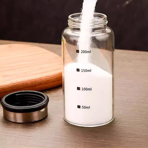 7 oz Salt Pepper Shakers with Adjustable Outlet Holes Clear Glass Shaker Bottles Spice Seasoning Cans for Kitchen Decor and Home Restaurant BBQ Ca...
