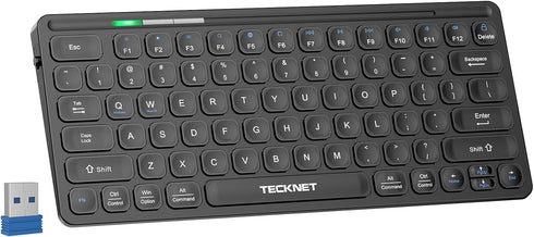 TECKNET 2.4G Wireless Keyboard, Small Wireless Keyboard with Media Hotkeys Compact Keyboard with Media Hotkeys for Computer Laptop, PC, Windows, M...