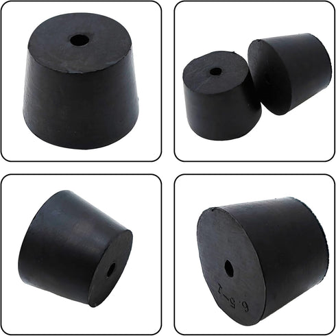 PENCK 6pcs Rubber Stopper with Hole 27mm to 34mm Tapered Plug Black Test Tubes Bungs Stoppers for Lab Home Use...