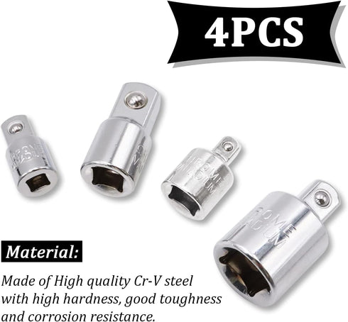 4PCS Sliver Socket Adapter Set,1/4" x 3/8", 3/8" x 1/4", 3/8" x 1/2", 1/2" x 3/8" Square Ratchet Socket Adapter/Reducer Converter Sets Kit For Car...