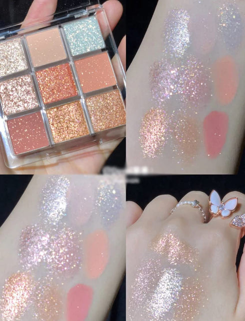 Kayswang 9 colors glitter eyeshadow palette makeup palette matte high pigment color cream texture natural eye shadow powder eye shadow palette in ...