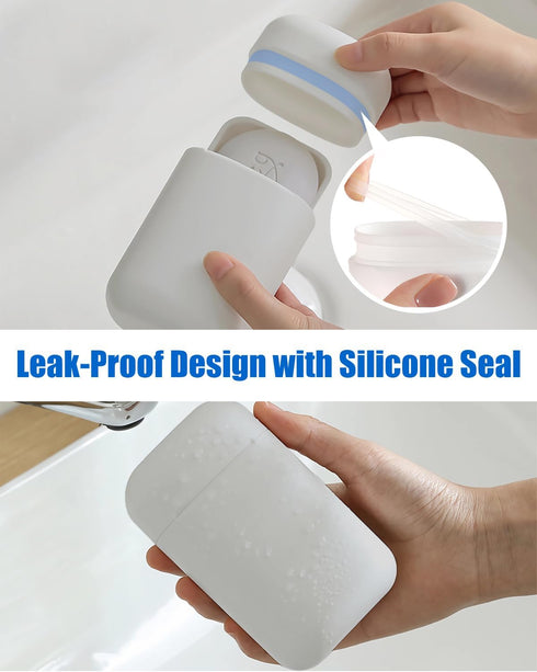 Minimalist Travel Soap Case with Removable Draining Tray, Enhanced Leak-Proof Travel Soap Container with Silicone Seal, Compact Portable Travel So...