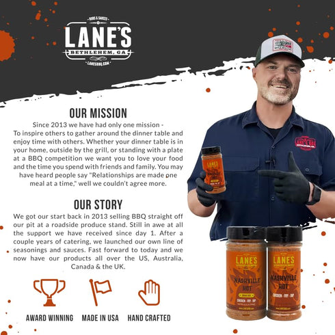 Lane's Nashville Hot Chicken Wing Seasoning, All-Natural Nashville Hot Seasoning, Perfect for Cauliflower, Dips & Fried Chicken Wing Rub, No MSG, ...