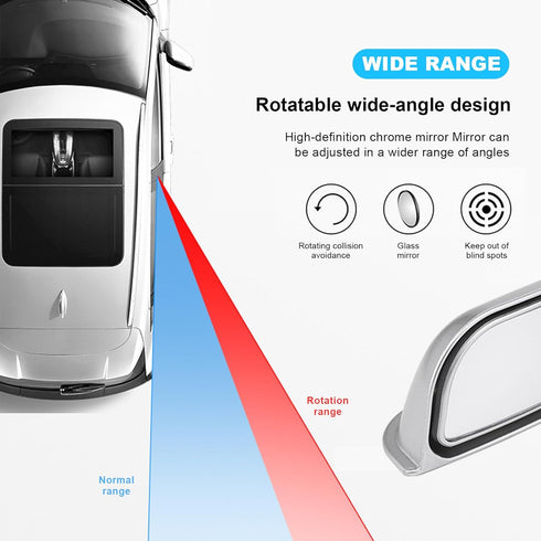 2 PCS Back Passenger Rear View Mirror, Adjustable Wide Angle Blind Spot B-Pillar Mirror, Side View Mirror with Convex Surface, Car Accessories for...