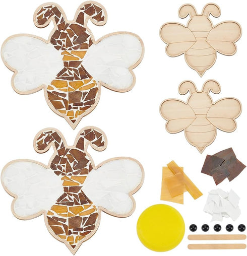 WEBEEDY 2 Sets DIY Bee Mosaic Kit Creativity DIY Mosaic Coaster Kit for Adults Fun DIY Art and Craft Supplies Handmade Home Decor Gifts DIY Glass ...