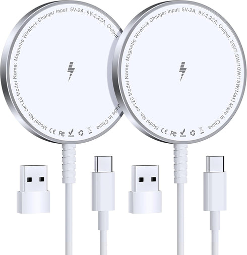Bohuma Magnetic Wireless Charger for iPhone: Mag Safe Charger Fast Charging Pad 2 Pack Compatible with iPhone 15 14 13 12 Pro Max Plus & Airpods 2...