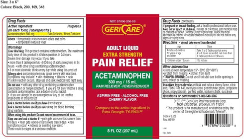 GeriCare Extra Strength Acetaminophen 500 mg Adult Liquid Pain Relief, Fever Reducer, 8 FL OZ (Pack of 1)...