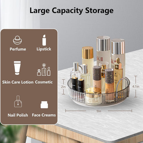 Rotating Makeup Organizer for Vanity, Spinning Cosmetics Storage for Bathroom Countertop, Skincare Holder Rack for Facial Cream, Perfume, Lotion, ...