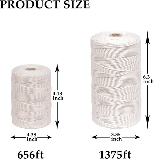 656ft Butchers Cotton Twine String 2mm Cooking Twine Food Safe for Bakers, Meat and Roasting, Gift Wrapping, Crafting & Knitting...