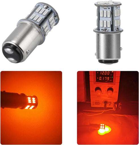 10 Packs LED Light Bulbs Super Bright 1157 2057 2357 7528 BAY15D for Cars 12V Non-Polarity 39-SMD LED Chipsets with Projector for Turn Signal Ligh...