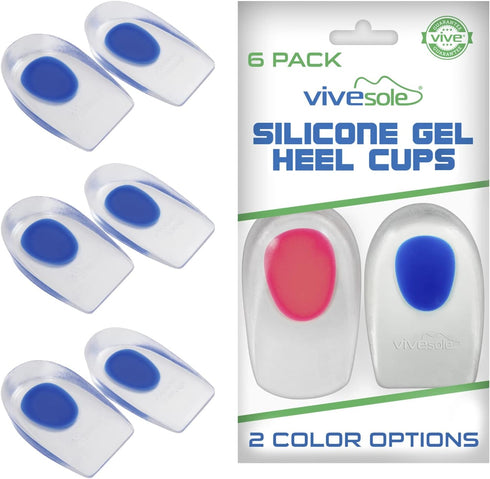 Heel Cups for Heel Pain Relief (3 Pairs) - Gel Cushion Inserts for Heel Spur, Achilles Tendonitis, Plantar Fasciitis - Insole Pads for Shoes Women...