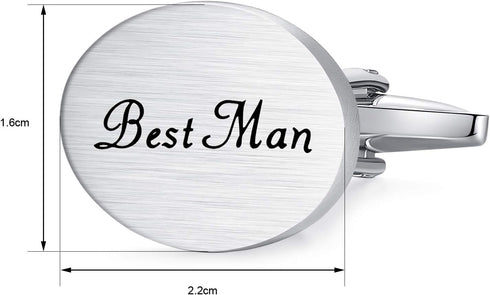 HONEY BEAR Wedding Cufflinks Tie Clip Set for Men's Shirt Marriage Gift with Box,Brushed Silver...