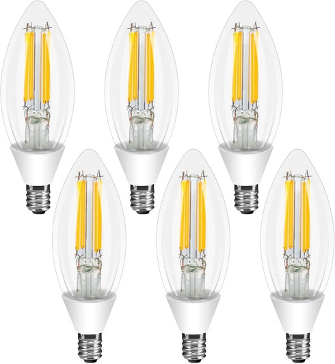 Ganiude E12 Dusk to Dawn Light Bulbs Outdoor, C35 B11 5W 60W Equivalent 500LM 2700K Warm White Photocell Sensor Filament Candelabra Bulbs, Auto ON...