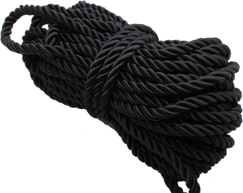 PAMIR TONG Black 5mm Twisted Satin Cord for Crafts 10 Yards Braided Decorative Cotton Cords Trims Polyester Twine Cord Thick Round Fabric Rope Thr...