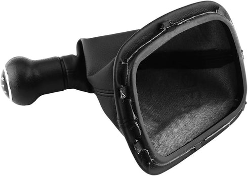 Manual Black Gear Shifter Knob Kit 5 Speed Gear Shifter Knob Gaiter Boot Cover Leather Gear Stick Cover Dust-Proof Replacement...
