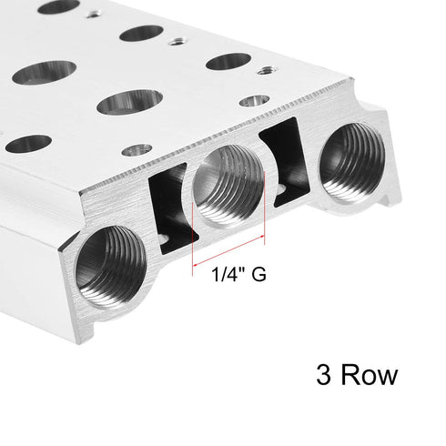 uxcell 1/4" G Thread 3 Row Aluminum Manifold Solenoid Air Pneumatic Valve Base Socket for 4V210 Series...
