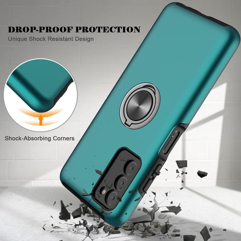 for Samsung Galaxy A03S Phone Case with TPU Screen Protector, Ring Holder Kickstand Drop Proof Protective Slim Hard Dual Layer Stand Non-Slip Toug...