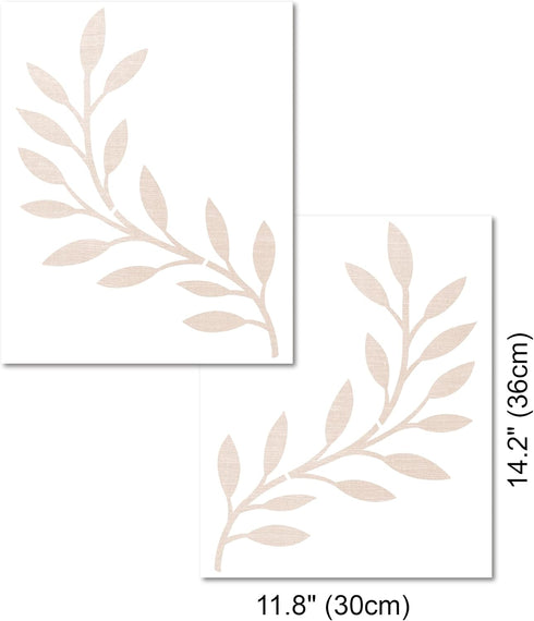 Vine Olive Branch Leaf Wall Stencils for Painting Large Pattern on Wall, Reusable Decorative Botanical Tree Leaves Template for Modern Floral Scan...