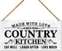 Country Kitchen Wood Sign Decor, Farmhouse Door Wall Sign Decoration for Rustic Kitchen Dining Room Decor Hanging Sign, Housewarming Gifts for New...