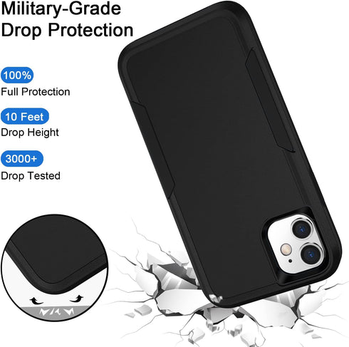 Compatible with iPhone 11 Case, Heavy Duty Protection Shockproof Dropproof Dustproof Anti-Scratch Phone Case Cover for 11 -Black...
