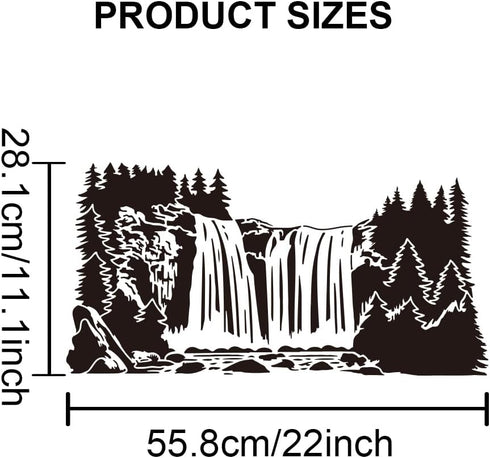 2pcs Waterfall Scenery Stencil Splicing Patterns 22×11inch Large Forest Mountain Landscape Stencil with Paint Brush Natural Scenery 11.8×11.8inch ...