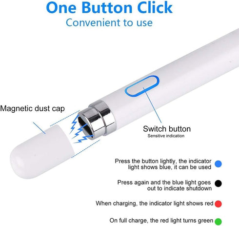 Active Stylus Compatible with Apple,Stylus Pens for Touch Screens,Magnetism Cover Cap, Universal for Android/iOS and Other Touch Screens(White)...