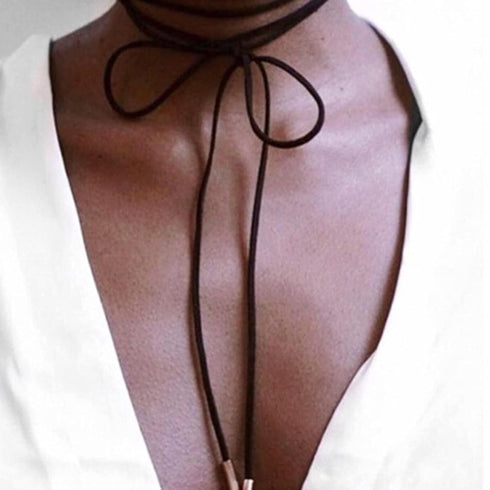 Gothic Velvet Long Choker Necklace Metal Bar Pendant Sexy Hippie Suede Rope Necklace Chain Long Wrap Lariat Y Necklace Black Rock Layered Leather ...