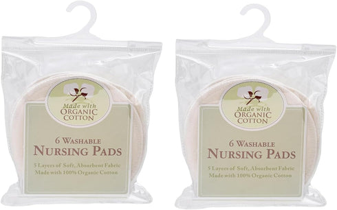 TL Care Nursing Pads Made with Organic Cotton - Soft, Breathable, Absorbent & Washable, Natural Color, 12 Count...