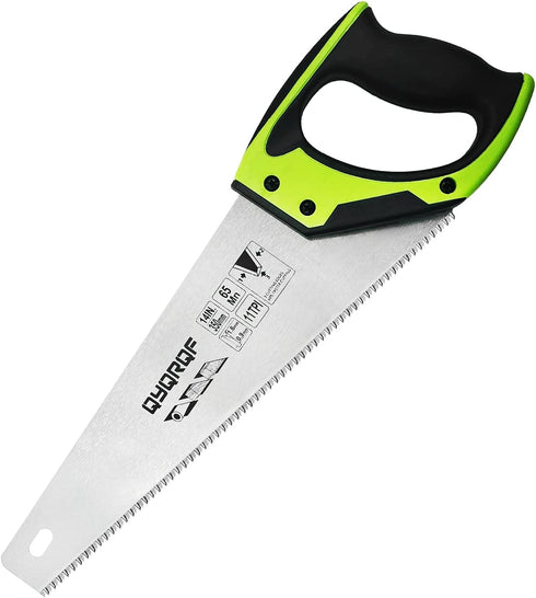14 in. Pro Hand Saw, 11 TPI Fine-Cut Soft-Grip Hardpoint Handsaw Perfect for Sawing, Trimming, Gardening, Cutting Wood, Drywall, Plastic Pipes, Sh...