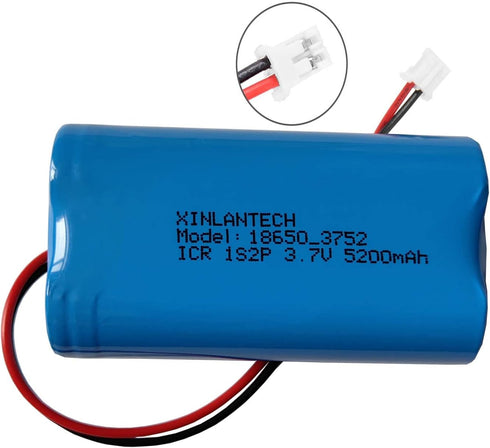 3.7v 5200mah Rechargeable Lithium Battery Pack with JST PH2.0-2Pin Plug for Bluetooth Speaker, Solar Light Battery, Outdoor lamp Battery, 1s2p Bat...