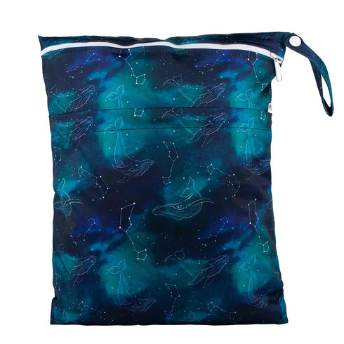Medium Wet Dry Bag Baby Cloth Diaper Nappy Insert Bag Reusable Washable (Whales Stars)...
