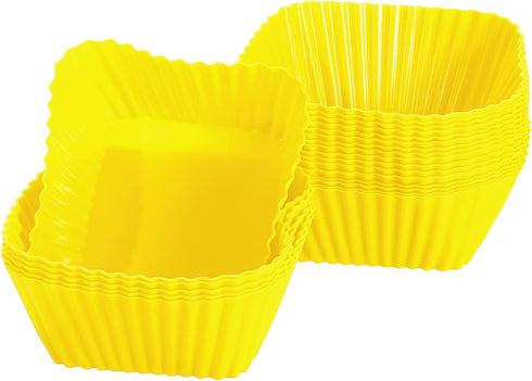 uxcell 18Pcs Silicone Cupcake Baking Cups, Silicone Muffins Liners Non-Stick Square Baking Cups, for Cooking Eggs Baking Muffins and Make a Cake(Y...