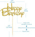 Gold Happy Birthday Cake Topper - Golden Glitter Birthday Party Cake Decoration Supplies, Cake Smash Decoration Photo Booth Props, Gold Paper Cake...