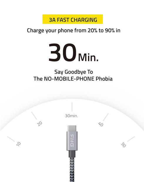 FHG 6FT 2Pack USB C Cable 3.1 gen 1, Supporting 60W Fast Charging from 20% to 90% in 30mins, Nylon Braided USB C Charging Cable Last a Long Time, ...