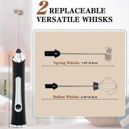 Rechargeable Milk Frother Handheld For Coffee,3 Speeds Frother Wand With Stand, Batidora De Mano Electrica,Coffee Frother With 2 Heads,Drink Mixer...