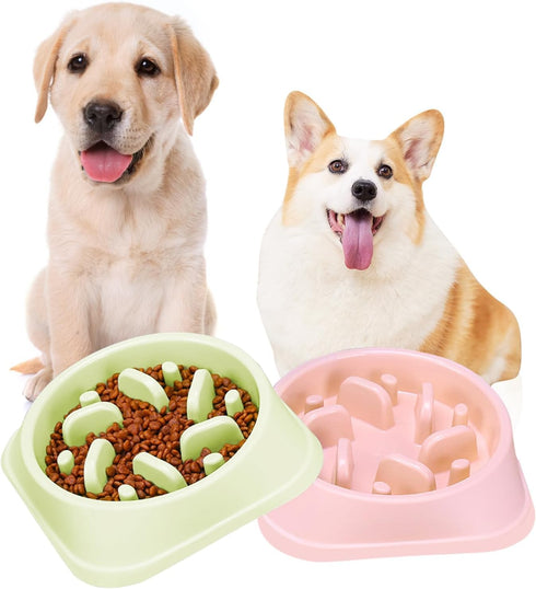 2PCS Slow Feeder Dog Bowls Small Dog, Non-Slip Puzzle Dog Bowl Slow Eating, Interactive Bloat Stop Dog Bowls, Anti-Gulping Pet Slower Food Feeding...