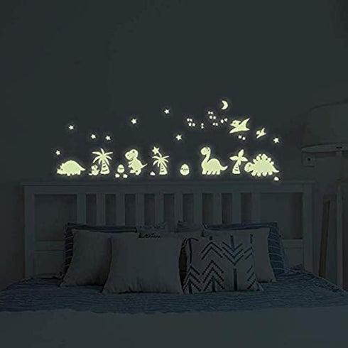Wall Decals Glow in Dark, BENBO Dinosaurs Decorations Peel DIY Luminous Vinyl Wall Stickers for Kids Girls Bedroom Home Nursery...