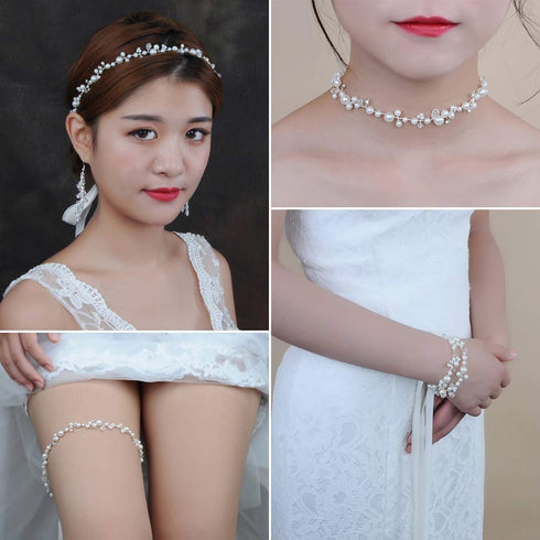 ULAPAN Pearl Wedding hair vines for Bridal and Bridesmaids, Crystal Headband Hair Accessories for Women and Girls...