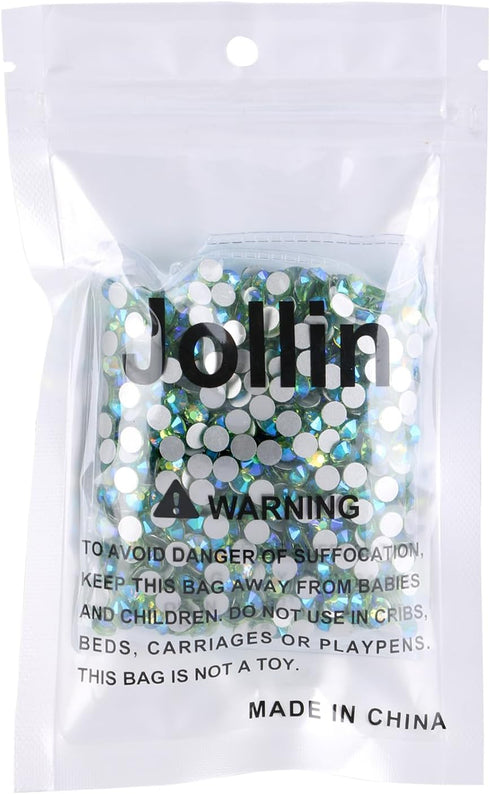 Jollin Glue Fix Crystal Flatback Rhinestones Glass Diamantes Gems for Nail Art Crafts Decorations Clothes Shoes(ss20 1440pcs, Light green AB)...