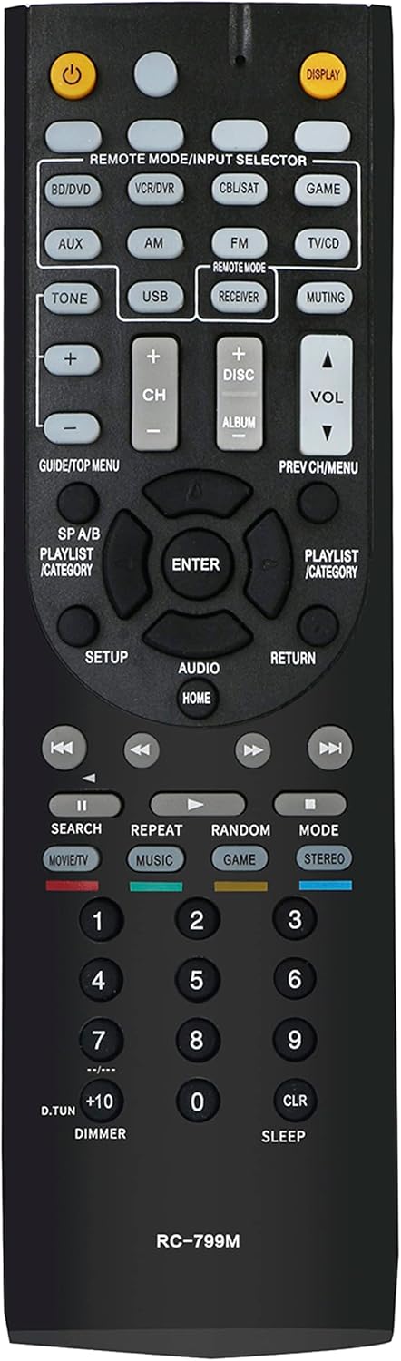 RC-799M Replaced Remote fit for Onkyo AV Receiver HT-R391 Ht-r558 HT-R558B HT-R591 HT-RC330 HT-RC430 HT-S3500 HT-S5400 HT-R590 HTS-5500 TX-SR309 T...