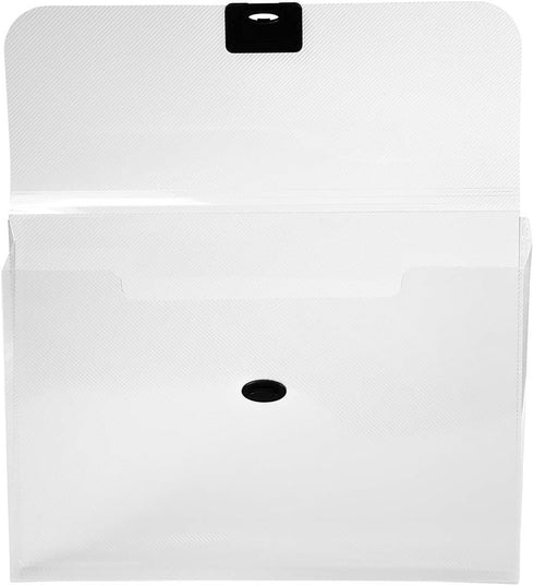 JAM PAPER Plastic Box Portfolio with Center Buckle - 9 1/2 x 13 1/4 x 1 1/8 - Clear - Sold Individually...