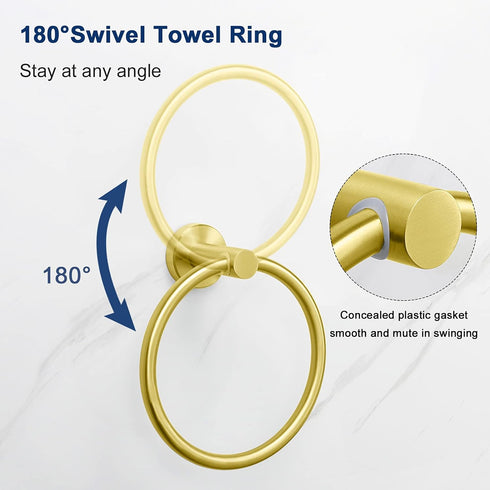 NearMoon Bath Towel Ring, Bathroom Hardware Accessories-Thicken Stainless Steel Hand Towel Holder for Bathroom, Modern Round Towel Hanger Wall Mou...