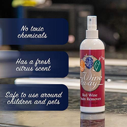 Wine Away Red Wine Stain Remover - Perfect Fabric Upholstery and Carpet Cleaner Spray Solution - Removes Wine Spots - Spray and Wash Laundry to Va...