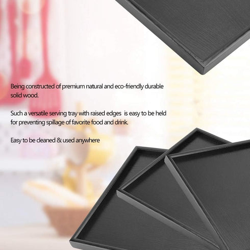 Solid Wood Serving Tray Rectangle Shape Tea Coffee Drinks Plate Snack Food Meals Breakfast Restaurant Platter Dining Tableware(12.5 x 9.45 inch)...