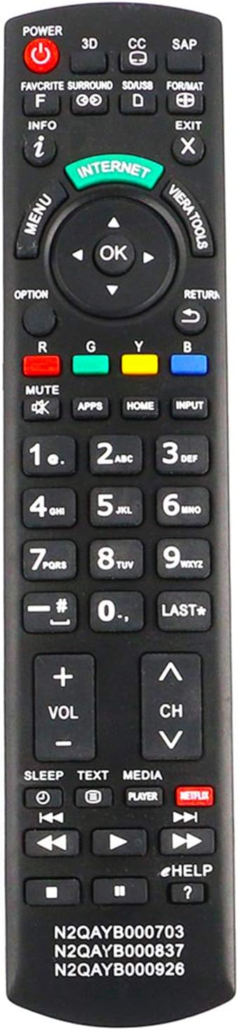 New N2QAYB000703 N2QAYB000837 N2QAYB000926 Replacement Remote Control fit for Panasonic Smart Viera LED HDTV TC-P60ST50 TC-P60GT50 TC-P65GT50 TC-P...