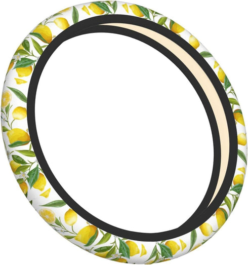 Lemon Patterns Wheel Cover for Women,Yellow Lemons 14.5 Steering Wheel Cover Protector Non Slip Durable Universal Automotive Accessories Car Decor...